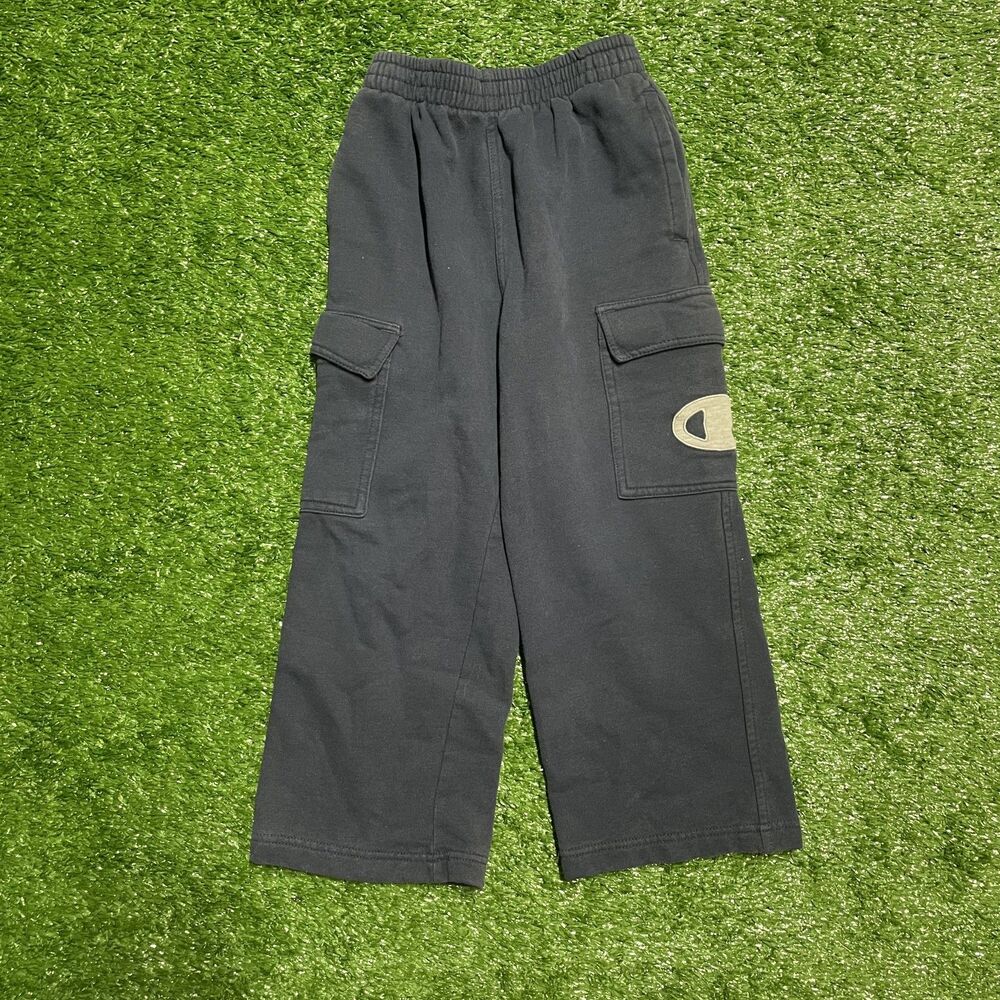Champion Kids Fleece Cargo Sweatpants Size 5 XS Y2K Vintage Gray Joggers